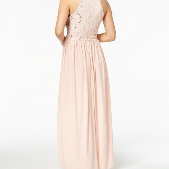DB One Shoulder Lace Dress in Soft Pink with sequins - Picture 1 of 6
